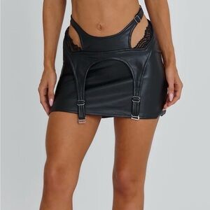 Outcast Sydney Faux Leather Black Mini Skirt- Medium
